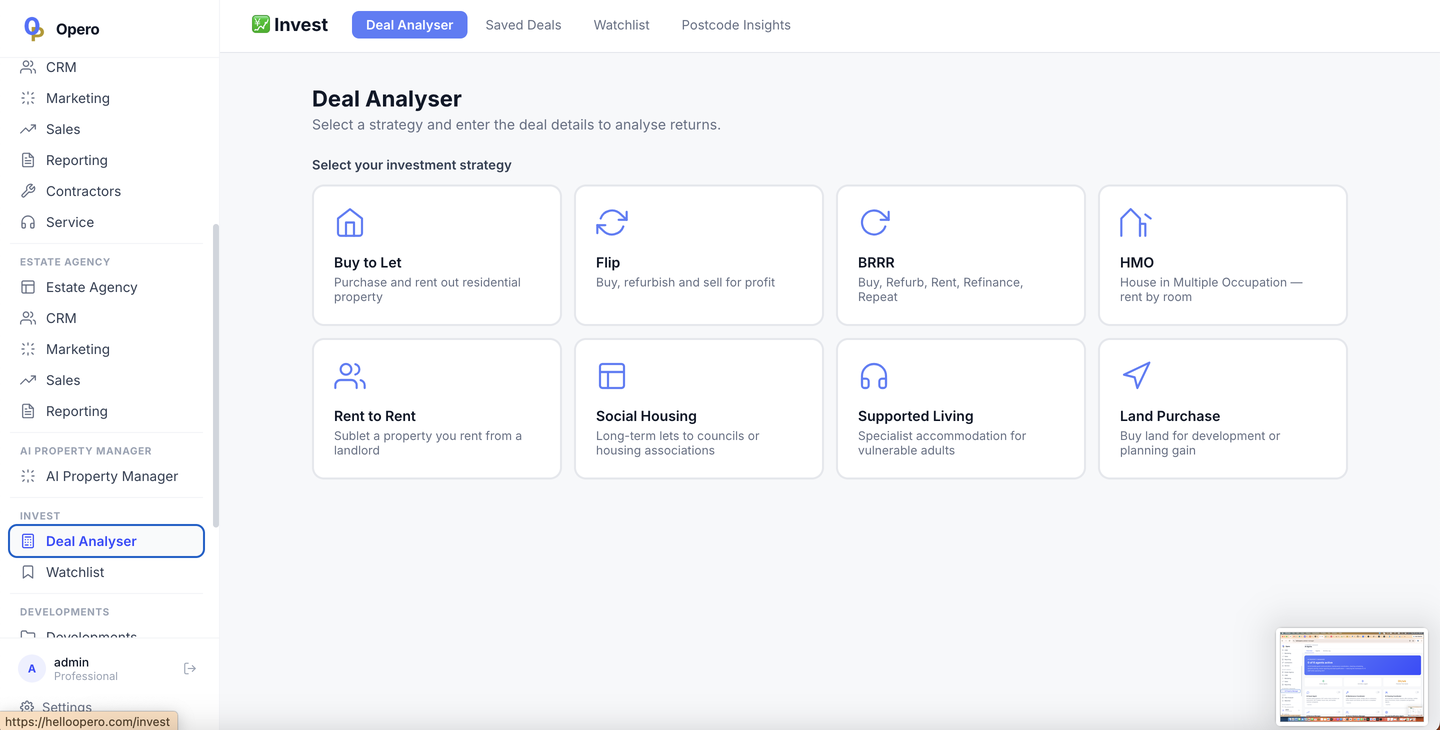 Opero Invest Deal Analyser